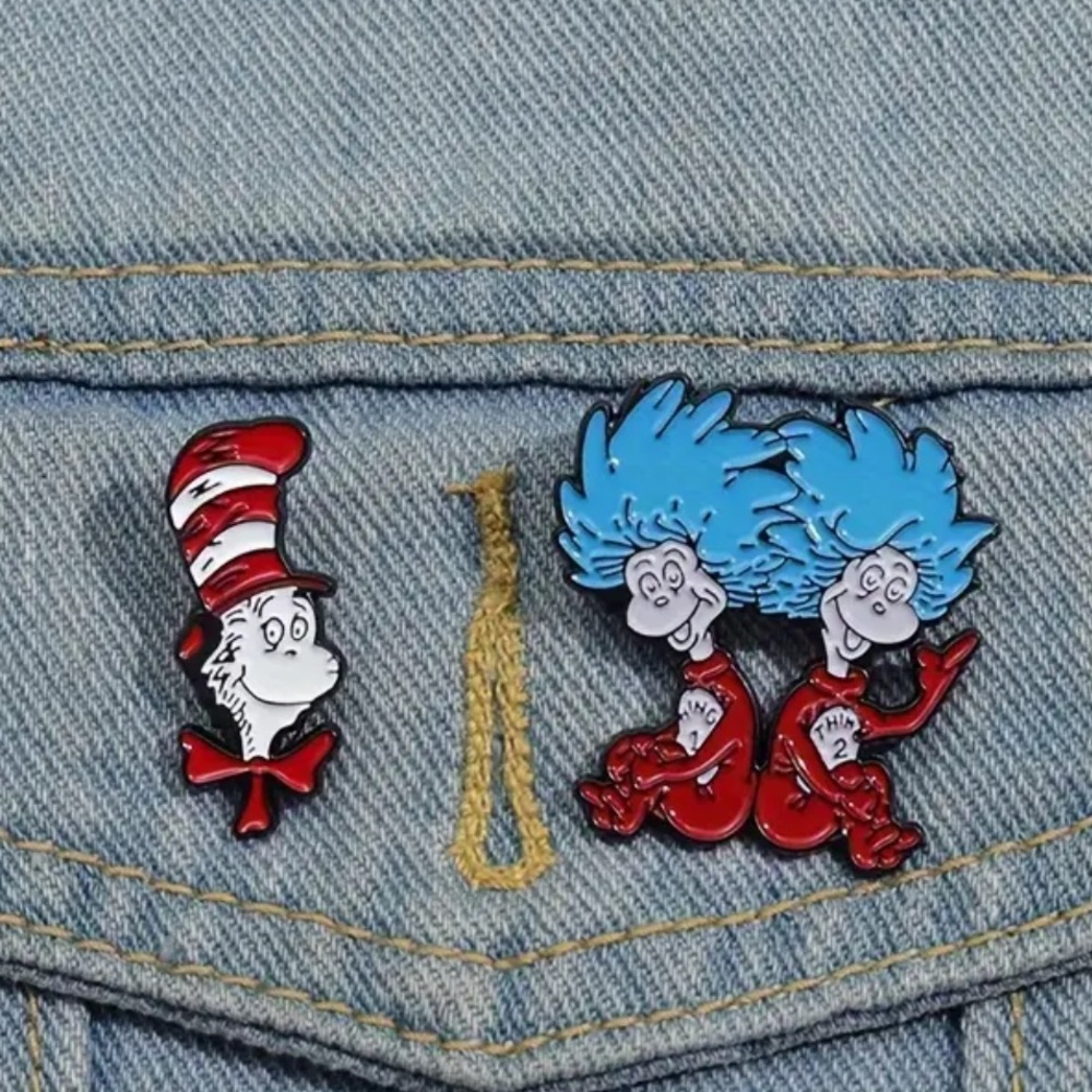 Dr. Seuss Red and Blue Character Enamel Pins